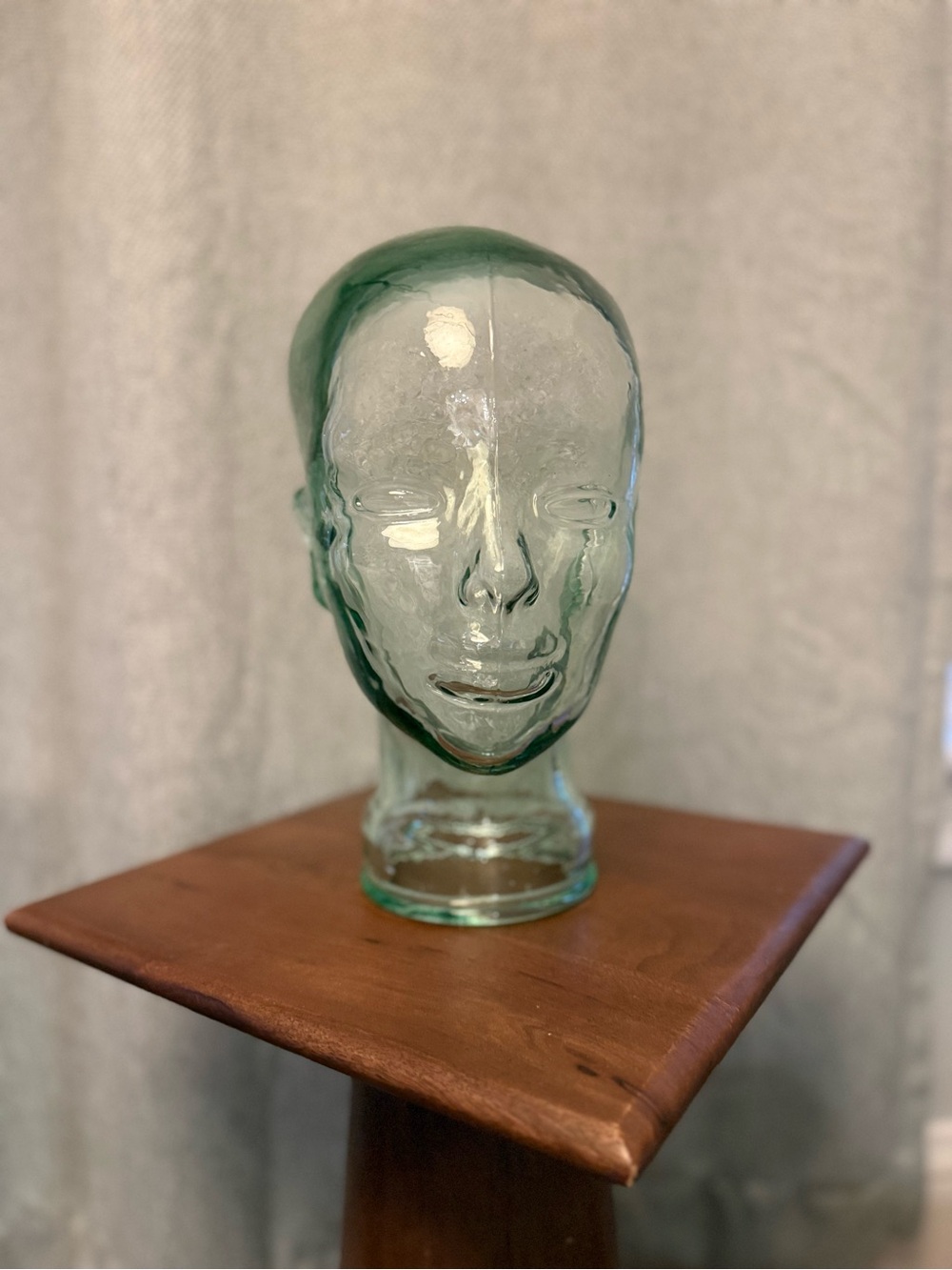 Vintage Glass Head Sculpture - Decorative Home Art